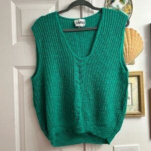 80s vintage knit sweater vest - grandpacore green acrylic sweater vest